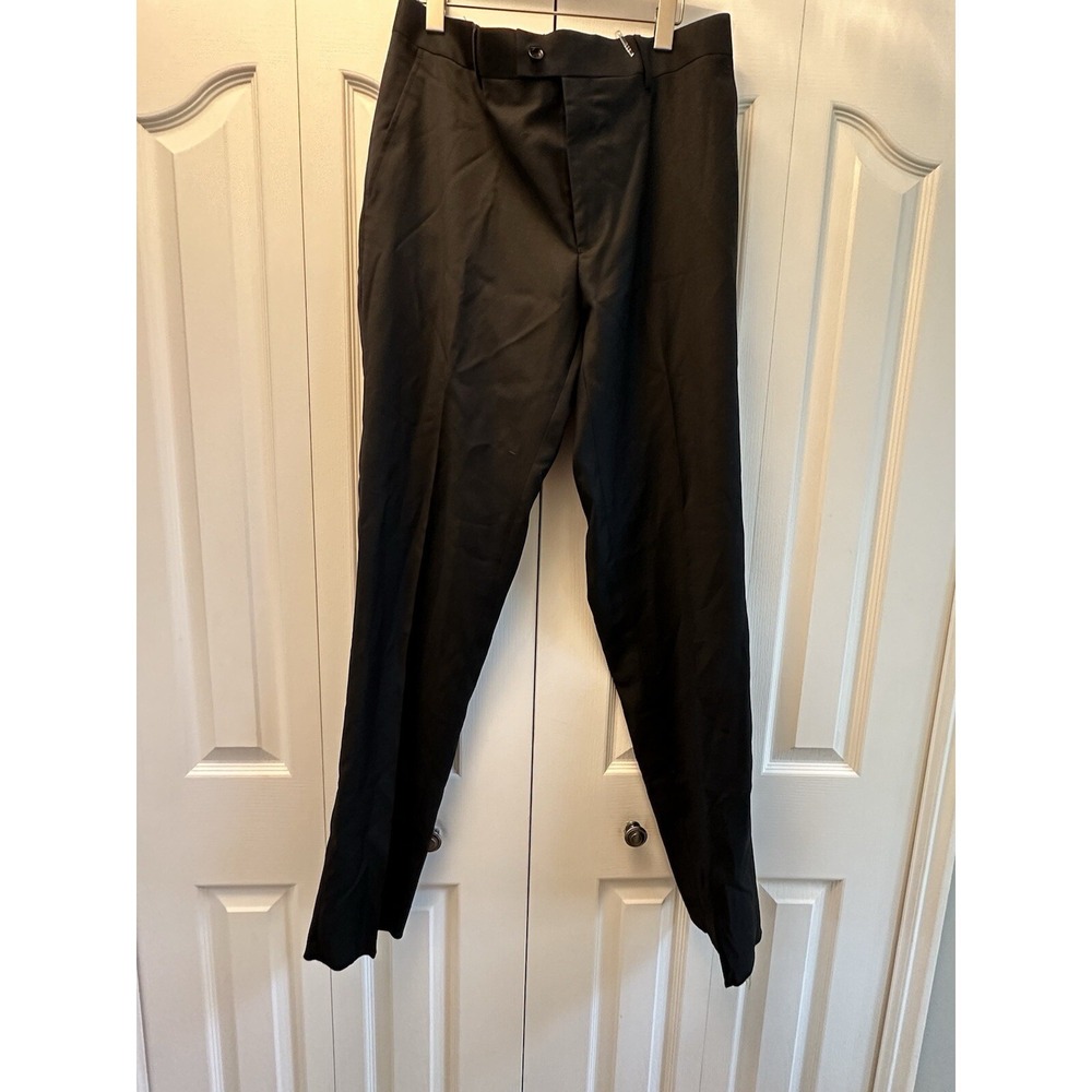 Men's Mantoni Flat Front Pants All Wool Dress, Suit Slacks. Black NWOT. 46/40